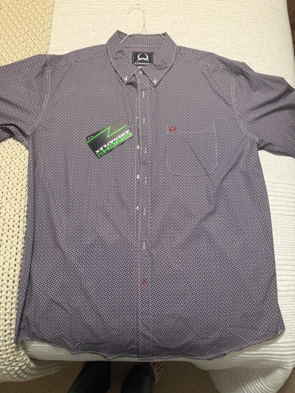 Cinch Men's Button-Down Shirt in Navy with Micro Dot Print